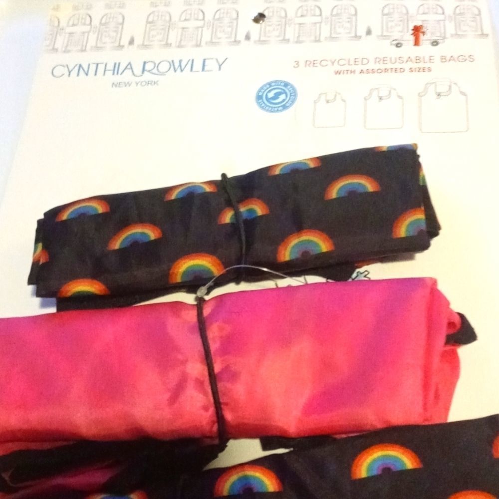 Cynthia Rowley Rainbow Recycled Reusable Bags Set of 3